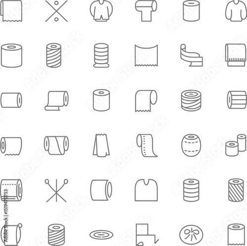 Stock vector icon set of paper towels toilet paper sweater sewing and other items outline isolated signs editable stock vector illustration