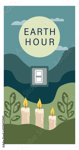 Symbolic Earth Hour Illustration with Globe and Switched-Off Light-04