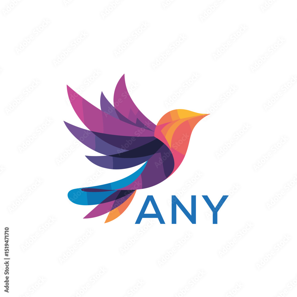 Obraz premium Colorful Abstract Bird Logo. ANY Letter logo. Modern Gradient Vector Illustration with ANY Text. 