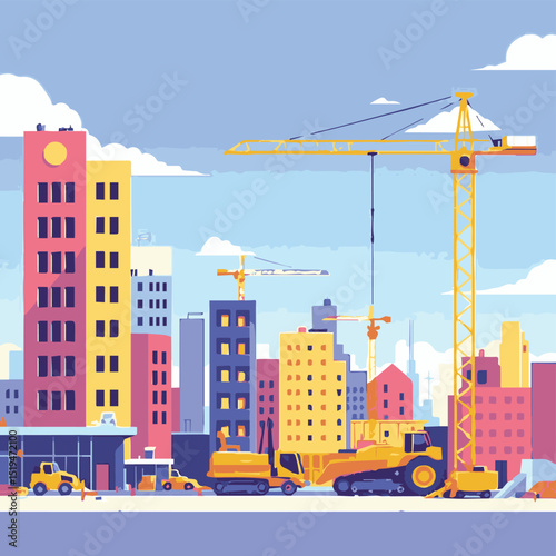 construction site with crane