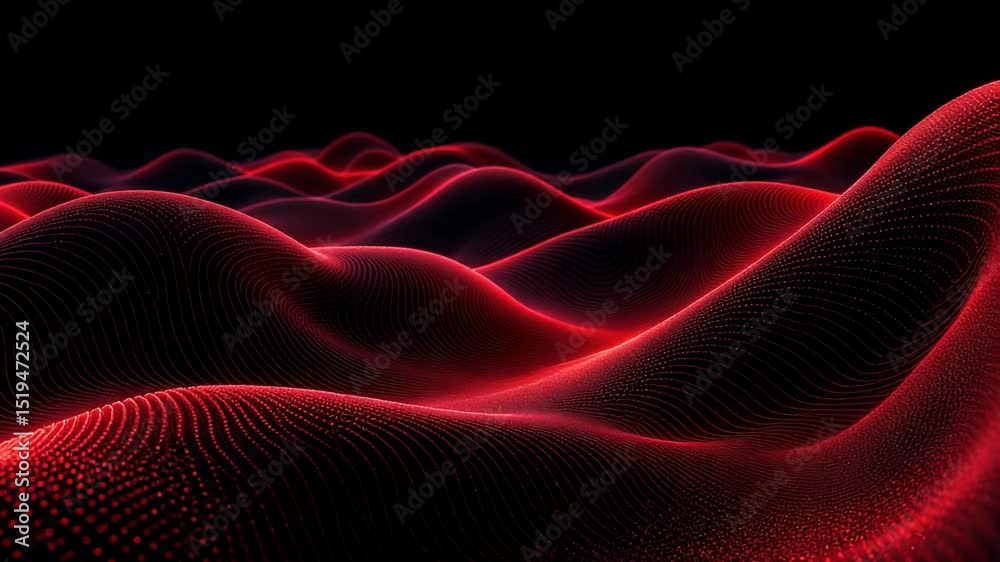 abstract rendering of flowing red waves against a dark background with undulating lines