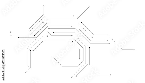 Vector Technology connected white lines and dots with electronics elements on tech bg. Digital technology futuristic internet network speed connection white background. 
