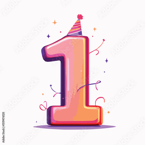 Stylized Number One – Graphic Typography Art Vector Illustration