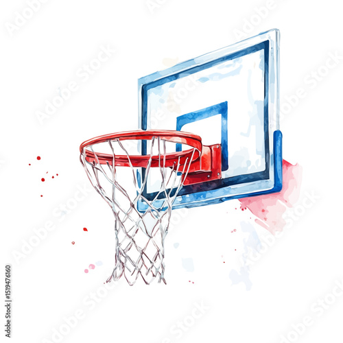 watercolor of Basketball Hoop, vector high quality, isolated on a white background.