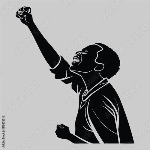a person clenching a fist silhouette vector design art and illustration
