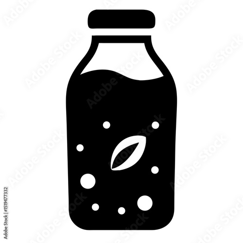 Refreshing beverage bottle with leaf design against a simple background highlighting its organic appeal