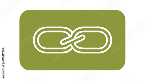 Design of a minimalist link icon representing connectivity and digital interactions on a green background