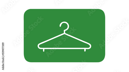 Clothes hanger icon on a solid green background representing organization and storage solutions
