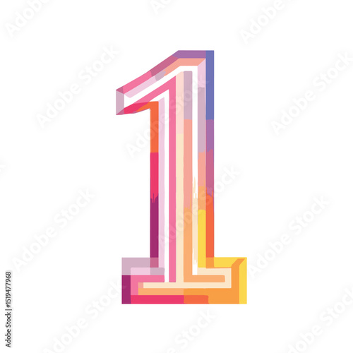 Stylized Number One – Graphic Typography Art Vector Illustration