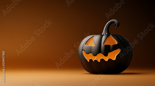 Sinister ebony pumpkin with glowing grin, embodying Halloween's spooky allure and Samhain's mystical shadows, whispers autumn's eerie secrets
