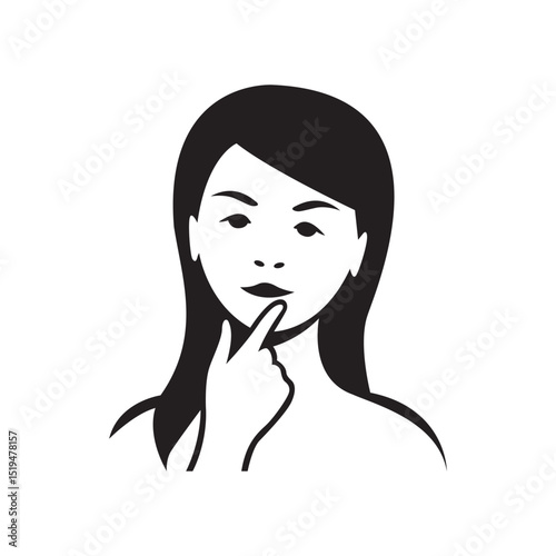 Silhouette vector of a woman in a thoughtful pose