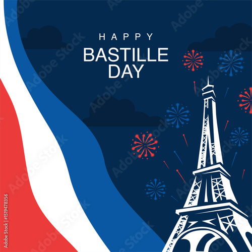 vector happy bastille day poster template