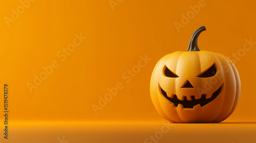 Jack-o'-lantern grins menacingly on an ochre stage, channeling Samhain whispers and whimsical All Hallows' Eve delight