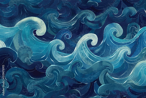 Abstract blue color background with wavy lines