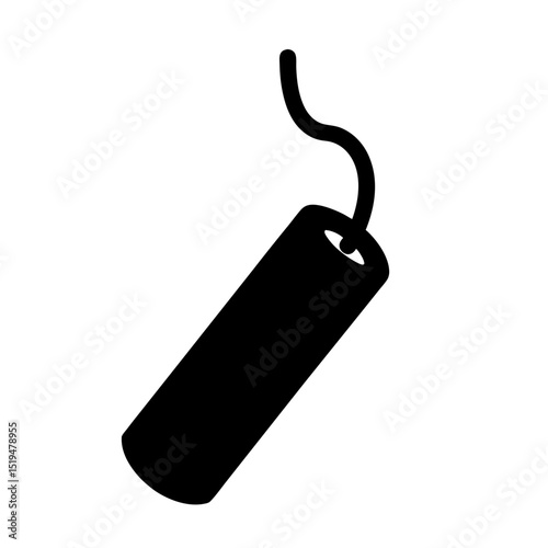 Stylized dynamite stick with lit fuse, vector image illustration on white