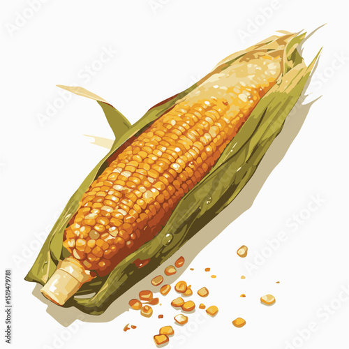 Freshly Harvested Corn on the Cob A Vibrant Illustration