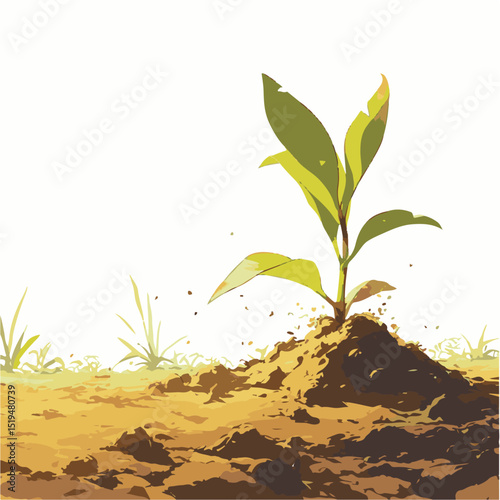Young Sprout Emerging from Soil A Vibrant Illustration of New Growth and Life