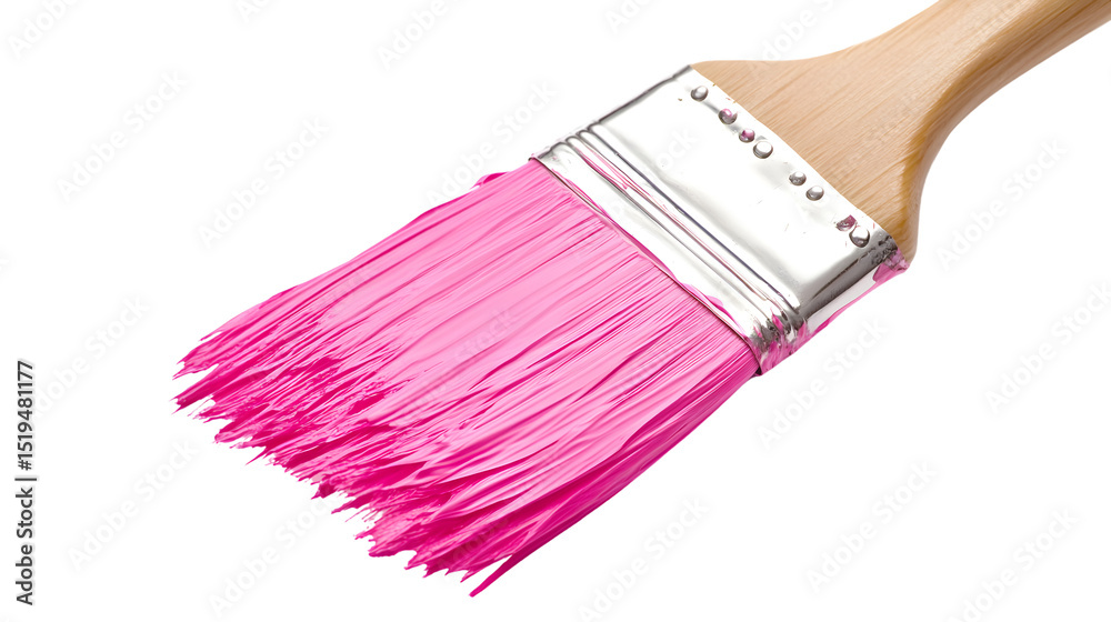 Fototapeta premium Vibrant Pink Paint Brush Stroke Isolated on Tranasparent Background