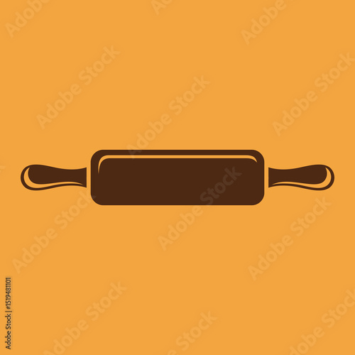 Minimalist Rolling Pin Logo – Flat Vector Kitchen Utensil for Bakery & Pastry Branding