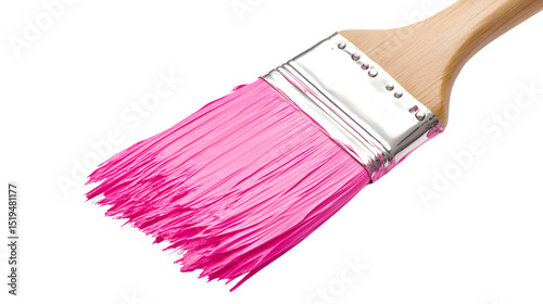 Vibrant Pink Paint Brush Stroke Isolated on Tranasparent Background