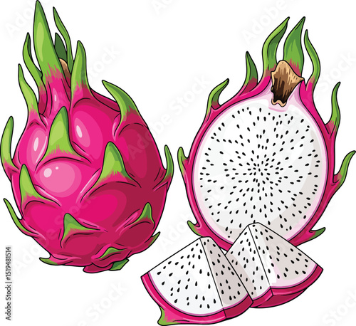 dragon fruit on a white background