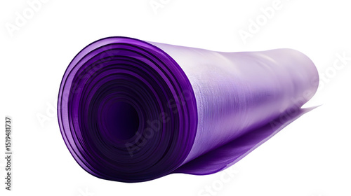 Purple Rolled Yoga Mat Isolated on Tranasparent Background - Professional Fitness Equipment for Exercise
