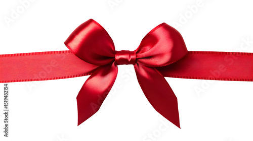 Elegant Red Satin Ribbon Bow Isolated on Tranasparent Background for Creative Projects