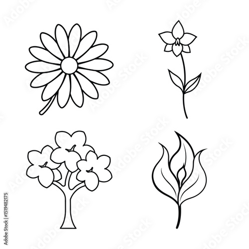 line art flower design bundle 