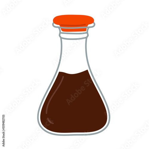 Essential cooking ingredient displayed in a glass bottle with an orange cap