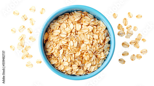 Nutritious Rolled Oats Healthy Breakfast Cereal Oat Flakes Isolated Image
