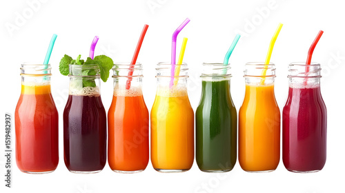 Vibrant Fresh Fruit and Vegetable Smoothie Row for Healthy Lifestyles