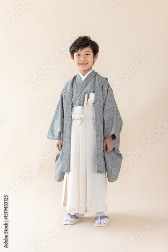 七五三5歳の着物を着た男の子