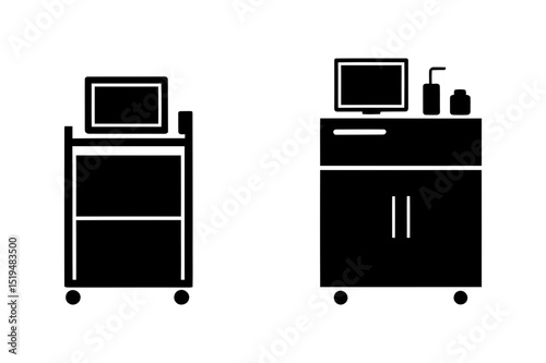 Medical equipment carts with monitor and storage