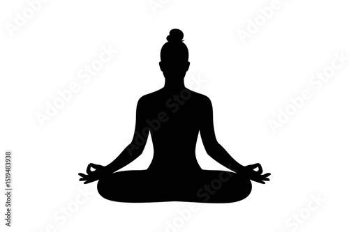Yoga silhouette woman in lotus position meditation