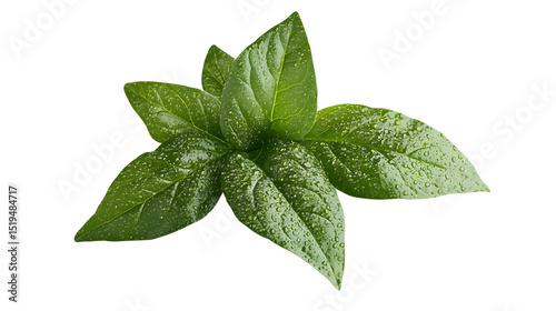 Fresh Green Spinach Leaves with Dewy Surface