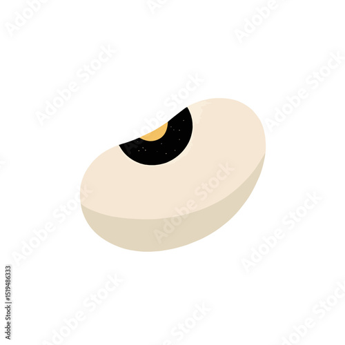 Single Black-Eyed Pea Icon. A simple, clean, and distinct vector icon of a single black-eyed pea, characterized by its creamy white color and prominent black "eye" or hilum