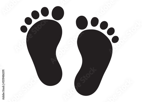 baby feet logo silhouette vector, baby foot logo icon vector silhouette, foot print vector illustration logo, silhouette of baby footprints icon vector silhouette design on white background