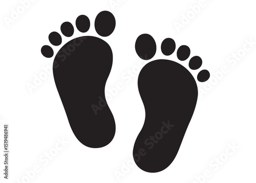 baby feet logo silhouette vector, baby foot logo icon vector silhouette, foot print vector illustration logo, silhouette of baby footprints icon vector silhouette design on white background