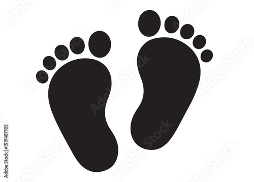 baby feet logo silhouette vector, baby foot logo icon vector silhouette, foot print vector illustration logo, silhouette of baby footprints icon vector silhouette design on white background