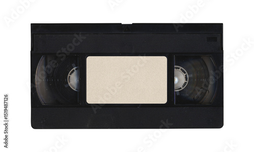 VHS videocassette front side on transparent background with blank space for mockup