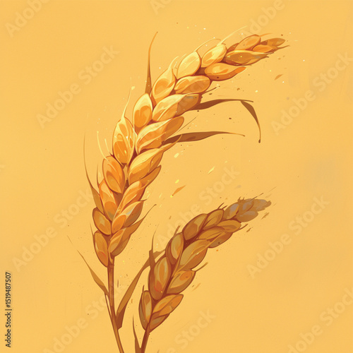 Golden Wheat Illustration Harvest Season, Agriculture, and Grain Artwork