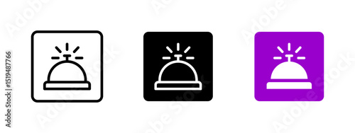 Bell icon. Classic hotel service bell with domed top and round base vector illustration. Reception desk and concierge call symbol. Hospitality service and front desk sign.