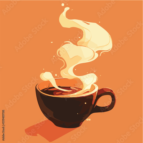Warm Coffee Cup with Steam Illustration
