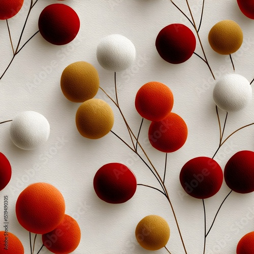 Abstract floral pattern with colorful spheres on a light background