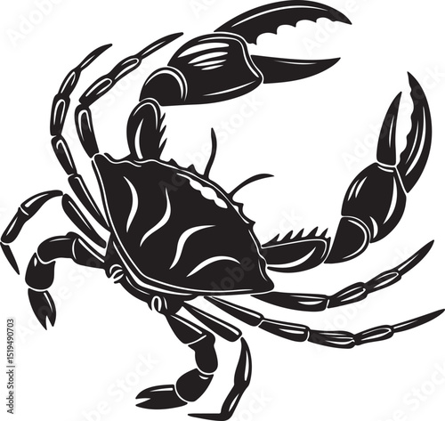 Crab Silhouette in Raised Claw Defensive Stance