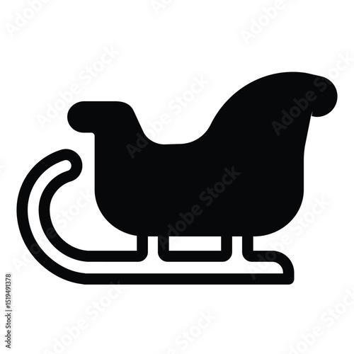 Santa Claus sleigh solid icon, happy christmas concept. Vector graphics. Sleigh for gifts transportation, delivery sign on white background, style mobile or design.
