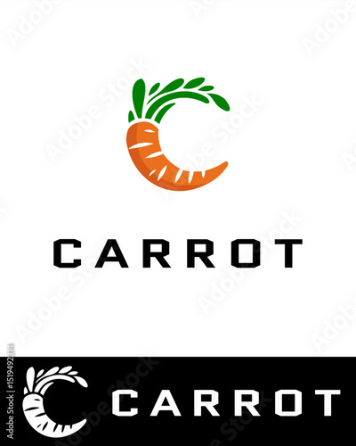 Creative carrot logo design forming the letter 
