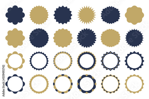 Elegant Badge and Frame Shape Collection in Navy Blue and Gold