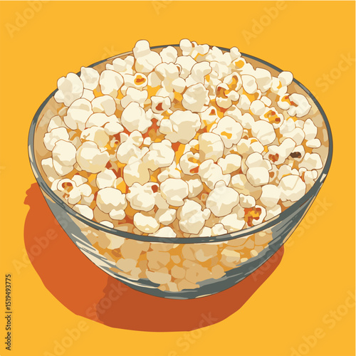 Delicious Buttery Popcorn in a Glass Bowl A Simple Illustration