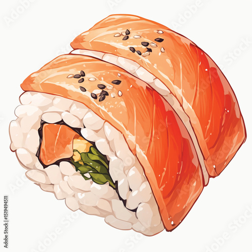Delicious Salmon Sushi Roll A Culinary Illustration